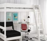 Kids Avenue Estella White High Sleeper Bed 4 with Black Sofabed & Desk The Home and Office Stores