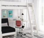 Kids Avenue Estella White High Sleeper Bed 4 with Black Sofabed & Desk The Home and Office Stores