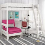 Kids Avenue Estella White High Sleeper Bed 4 with Pink Sofabed & Desk