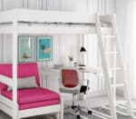Kids Avenue Estella White High Sleeper Bed 4 with Pink Sofabed & Desk The Home and Office Stores