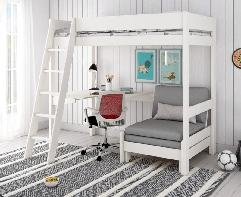 Kids Avenue Estella White High Sleeper Bed 4 with Sofabed & Desk The Home and Office Stores