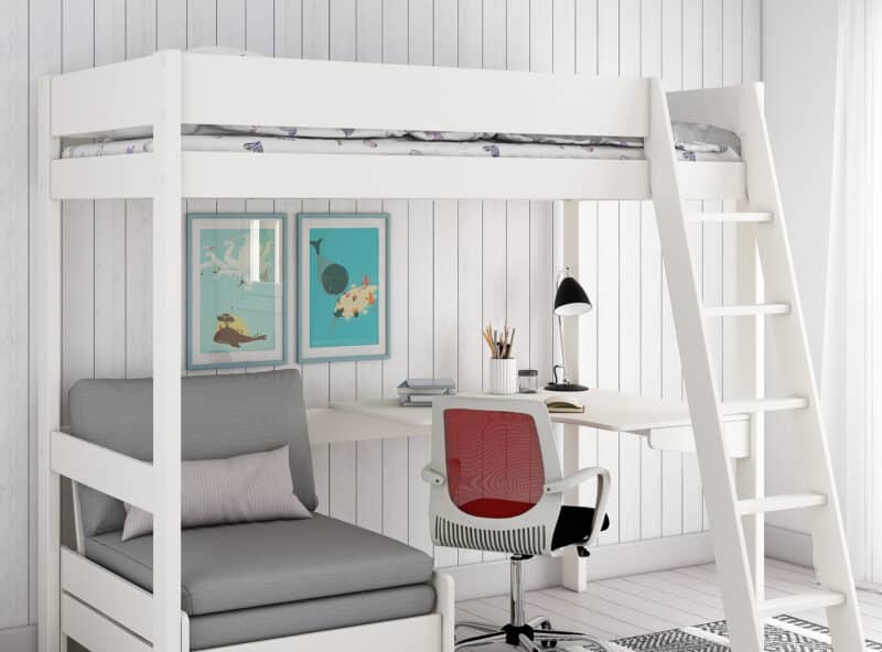 Kids Avenue Estella White High Sleeper Bed 4 with Sofabed & Desk The Home and Office Stores