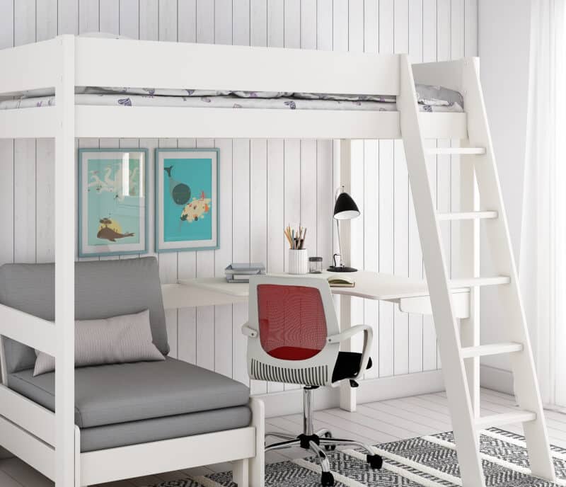 Kids Avenue Estella White High Sleeper Bed 4 with Sofabed & Desk The Home and Office Stores