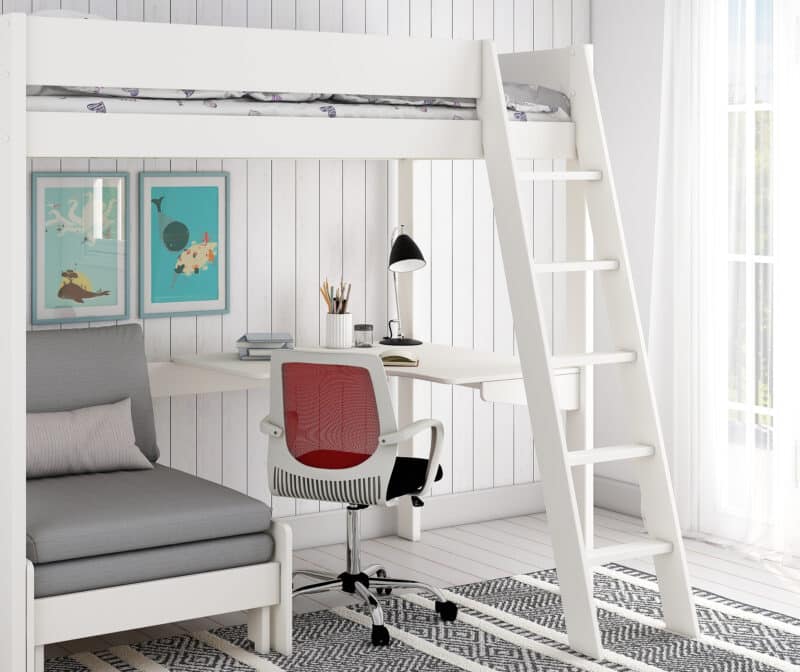 Kids Avenue Estella White High Sleeper Bed 4 with Sofabed & Desk The Home and Office Stores