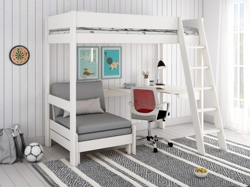 Kids Avenue Estella White High Sleeper Bed 4 with Sofabed & Desk The Home and Office Stores