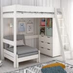 Kids Avenue Estella White High Sleeper Bed 5 with Sofabed Chest & Cube