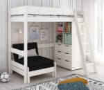 Kids Avenue Estella white high sleeper bed 5 with black sofabed