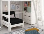 Kids Avenue Estella White High Sleeper Bed 5 with Black Sofabed Chest & Cube The Home and Office Stores