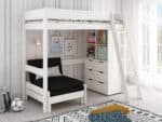 Kids Avenue Estella White High Sleeper Bed 5 with Black Sofabed Chest & Cube The Home and Office Stores