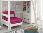 Kids Avenue Estella White High Sleeper Bed 5 with Pink Sofabed Chest & Cube The Home and Office Stores