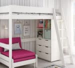 Kids Avenue Estella White High Sleeper Bed 5 with Pink Sofabed Chest & Cube The Home and Office Stores