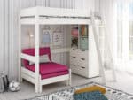 Kids Avenue Estella White High Sleeper Bed 5 with Pink Sofabed Chest & Cube The Home and Office Stores