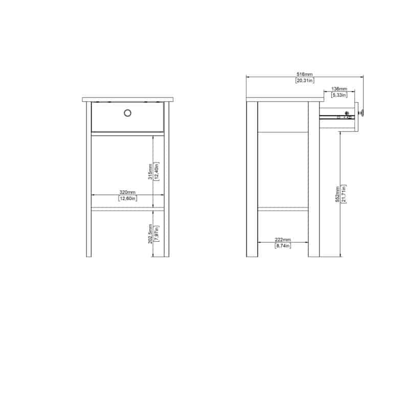 Furniture To Go Madrid 1 Drawer Bedside Table Matt Black The Home and Office Stores