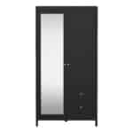 Furniture To Go Madrid 2 Door 2 Drawer Mirrored Wardrobe Matt Black The Home and Office Stores