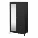 Furniture To Go Madrid 2 Door 2 Drawer Mirrored Wardrobe Matt Black The Home and Office Stores