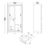 Furniture To Go Madrid 2 Door 2 Drawer Mirrored Wardrobe Matt Black The Home and Office Stores