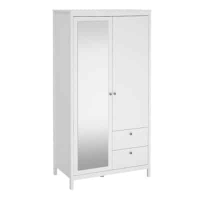Furniture To Go Madrid 2 Door 2 Drawer Mirrored Wardrobe white