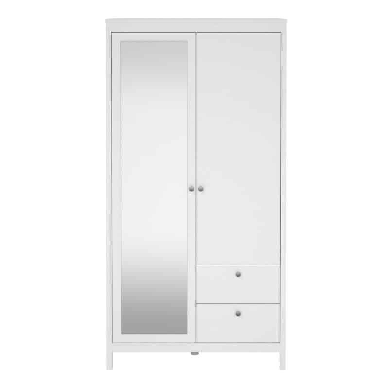 Furniture To Go Madrid 2 Door 2 Drawer Mirrored Wardrobe White The Home and Office Stores