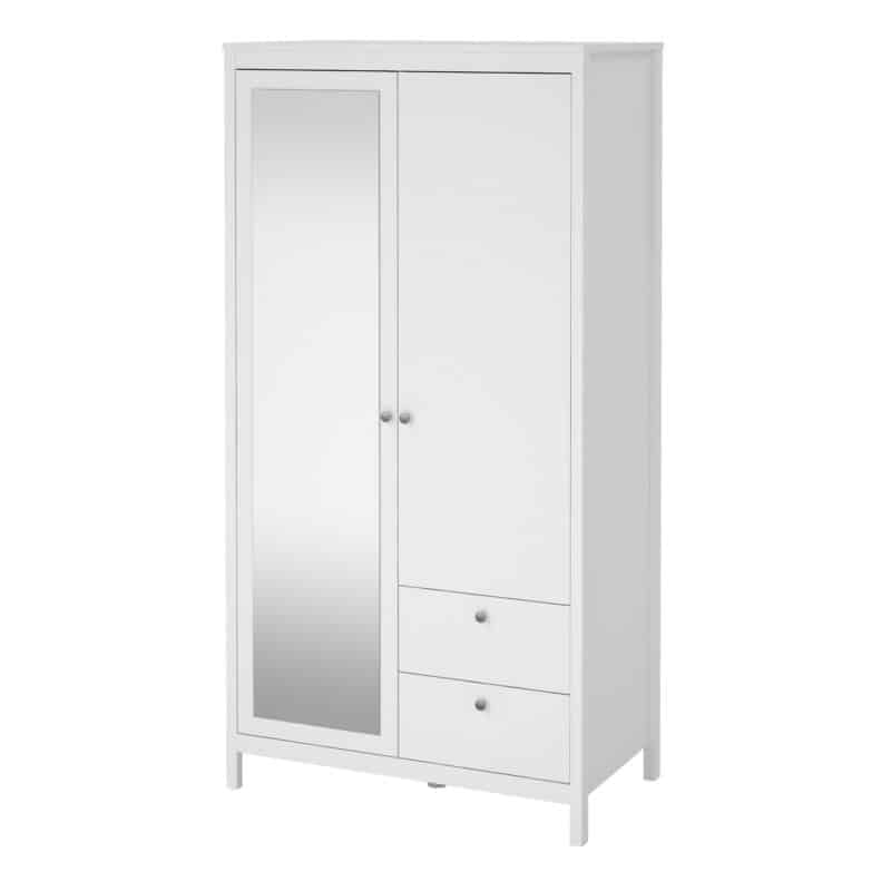 Furniture To Go Madrid 2 Door 2 Drawer Mirrored Wardrobe White The Home and Office Stores