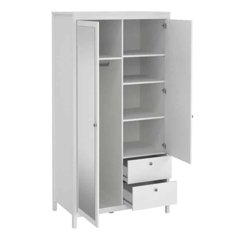 Furniture To Go Madrid 2 Door 2 Drawer Mirrored Wardrobe White The Home and Office Stores