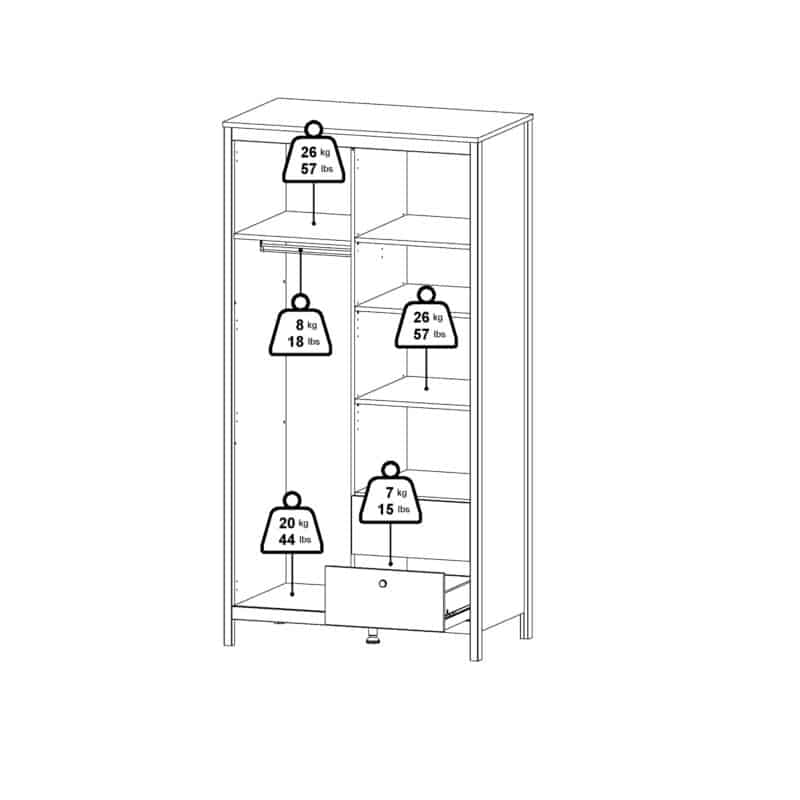 Furniture To Go Madrid 2 Door 2 Drawer Mirrored Wardrobe White The Home and Office Stores