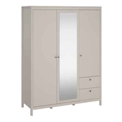 Furniture To Go Madrid 3 door 2 drawer mirrored wardrobe cashmere