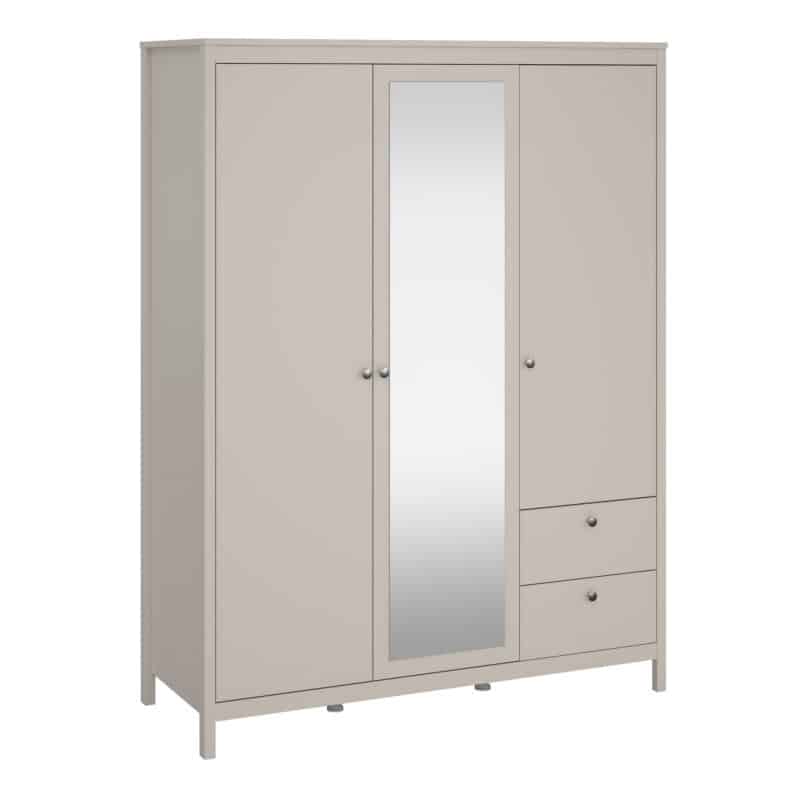 Furniture To Go Madrid 3 door 2 drawer mirrored wardrobe cashmere