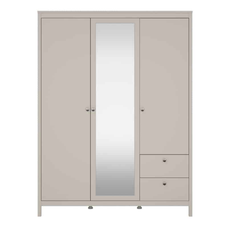 Furniture To Go Madrid 3 Door 2 Drawer Mirrored Wardrobe Cashmere The Home and Office Stores