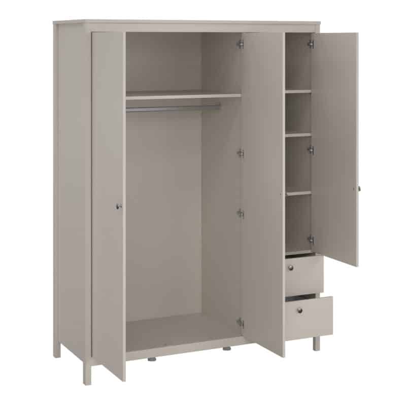 Furniture To Go Madrid 3 Door 2 Drawer Mirrored Wardrobe Cashmere The Home and Office Stores