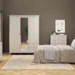 Furniture To Go Madrid 3 Door 2 Drawer Mirrored Wardrobe Cashmere The Home and Office Stores
