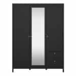 Furniture To Go Madrid 3 Door 2 Drawer Mirrored Wardrobe Matt Black The Home and Office Stores