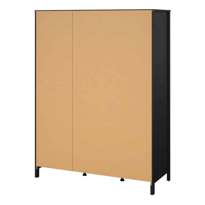 Furniture To Go Madrid 3 Door 2 Drawer Mirrored Wardrobe Matt Black The Home and Office Stores