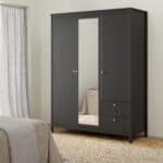 Furniture To Go Madrid 3 Door 2 Drawer Mirrored Wardrobe Matt Black The Home and Office Stores