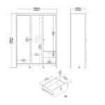 Furniture To Go Madrid 3 Door 2 Drawer Mirrored Wardrobe Matt Black The Home and Office Stores