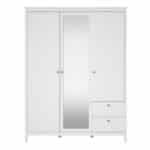 Furniture To Go Madrid 3 Door 2 Drawer Mirrored Wardrobe White The Home and Office Stores