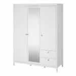 Furniture To Go Madrid 3 Door 2 Drawer Mirrored Wardrobe White The Home and Office Stores