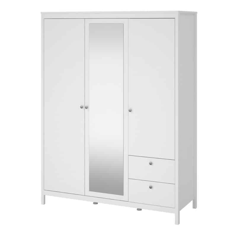 Furniture To Go Madrid 3 Door 2 Drawer Mirrored Wardrobe White The Home and Office Stores