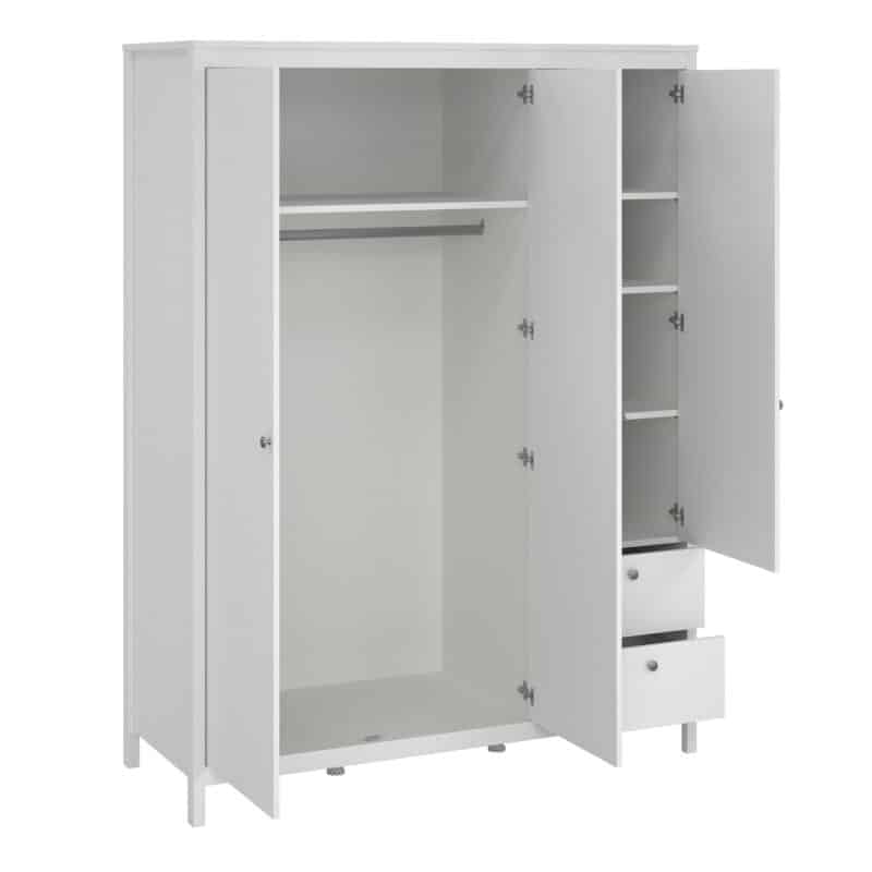 Furniture To Go Madrid 3 Door 2 Drawer Mirrored Wardrobe White The Home and Office Stores