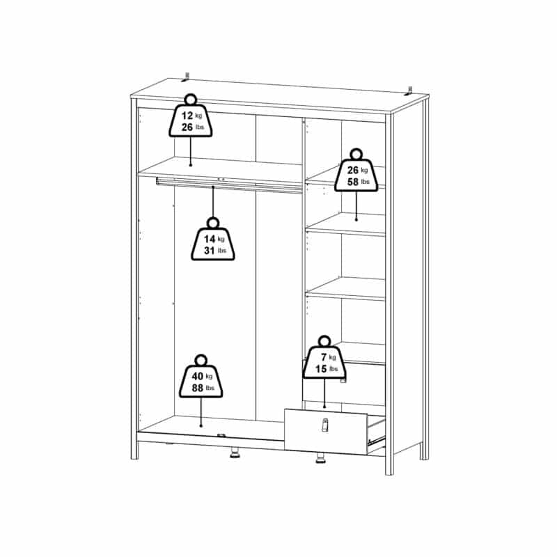 Furniture To Go Madrid 3 Door 2 Drawer Mirrored Wardrobe White The Home and Office Stores