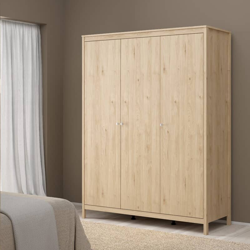 Furniture To Go Madrid 3 Door Wardrobe Oak The Home and Office Stores