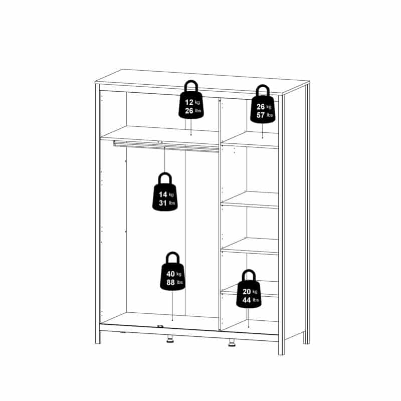 Furniture To Go Madrid 3 Door Wardrobe Oak The Home and Office Stores