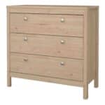 Furniture To Go Madrid 3 Drawer Chest Oak The Home and Office Stores
