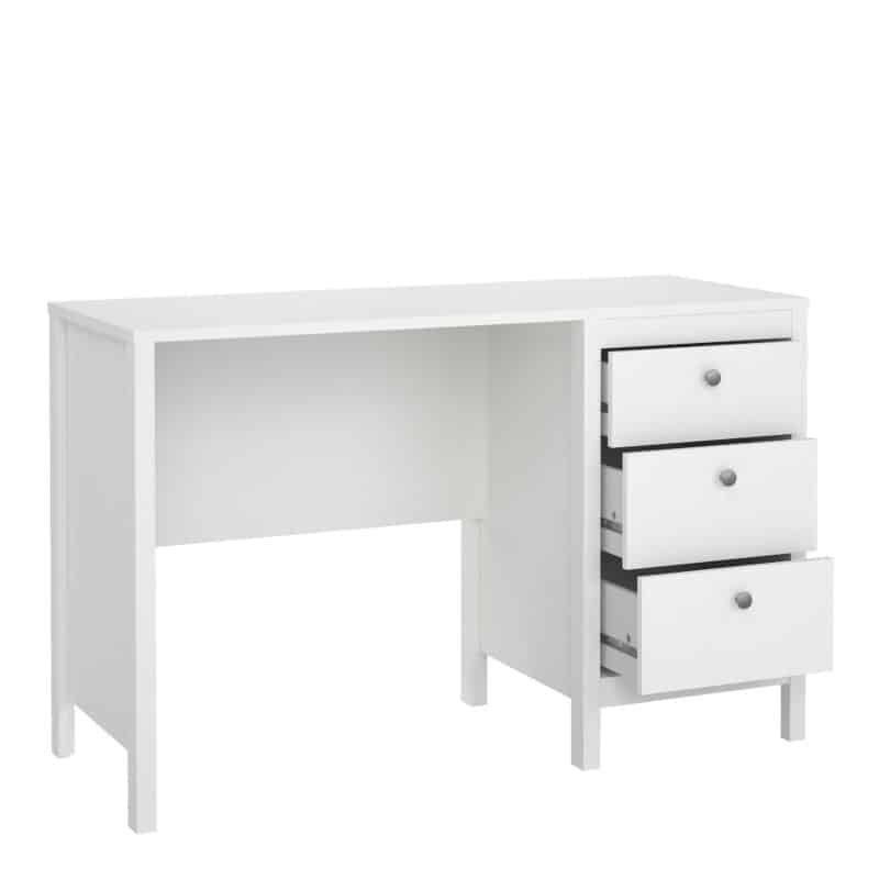 Furniture To Go Madrid 3 Drawer Desk White The Home and Office Stores