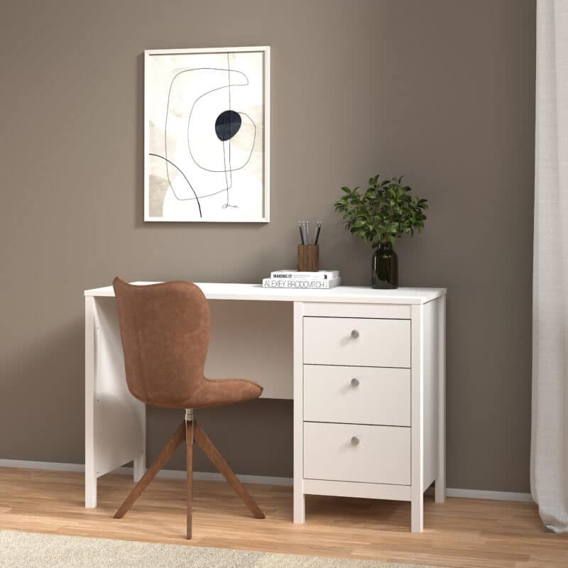 Furniture To Go Madrid 3 Drawer Desk White The Home and Office Stores