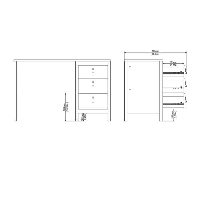 Furniture To Go Madrid 3 Drawer Desk White The Home and Office Stores