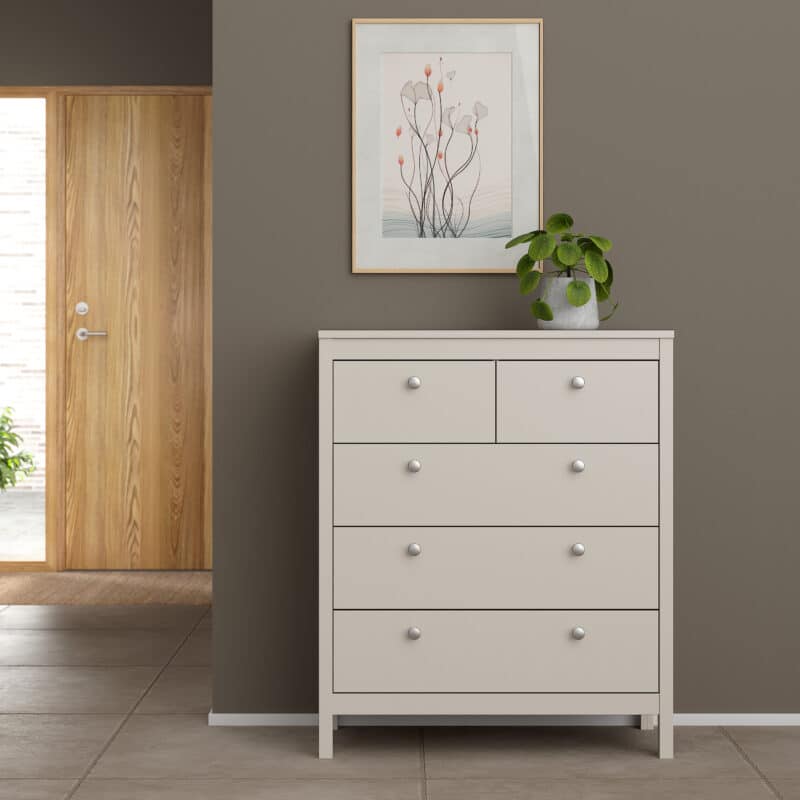 Furniture To Go Madrid 5 Drawer Chest Cashmere The Home and Office Stores