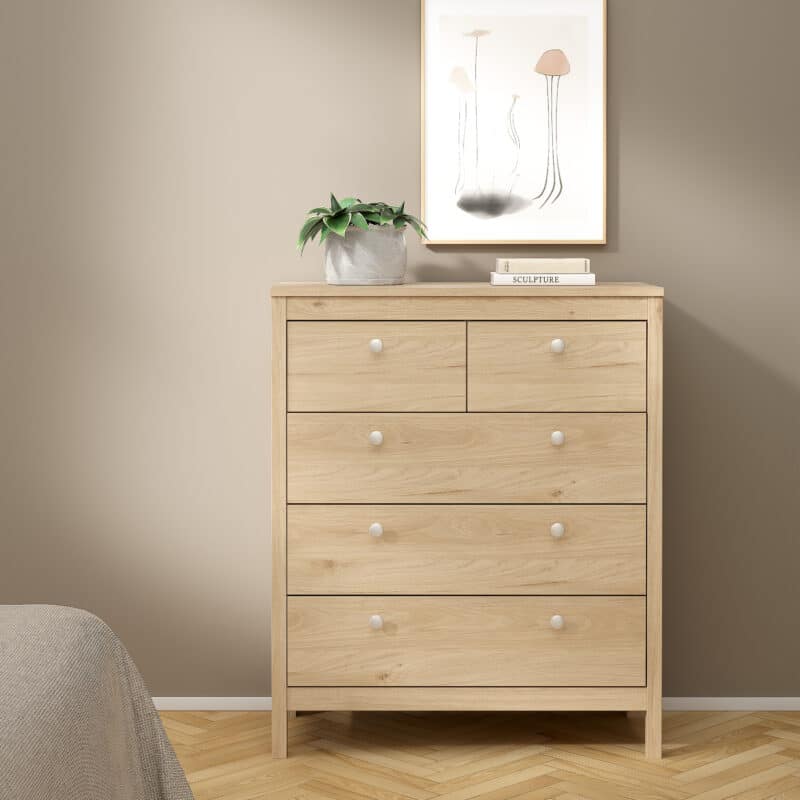Furniture To Go Madrid 5 Drawer Chest Oak The Home and Office Stores