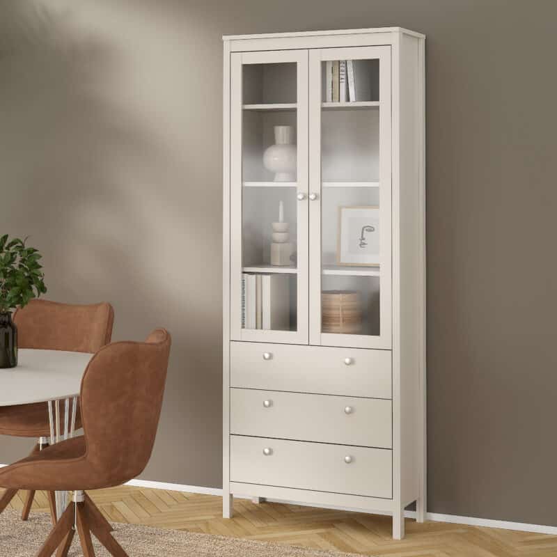 Furniture To Go Madrid Display Cabinet 2 Doors 3 Drawers Cashmere The Home and Office Stores