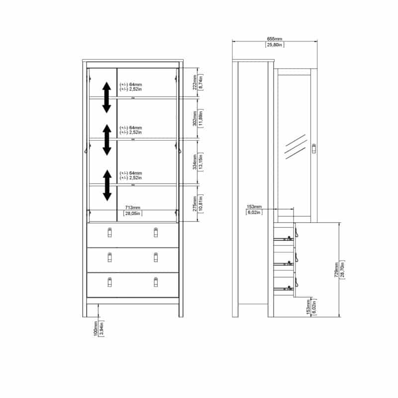 Furniture To Go Madrid Display Cabinet 2 Doors 3 Drawers Cashmere The Home and Office Stores