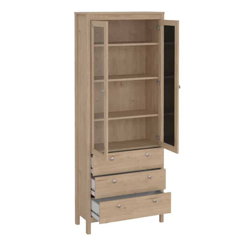 Furniture To Go Madrid Display Cabinet 2 Doors 3 Drawers Oak The Home and Office Stores